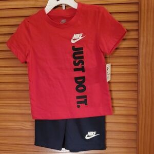 Nike Red T-Shirt and Black Shorts Set